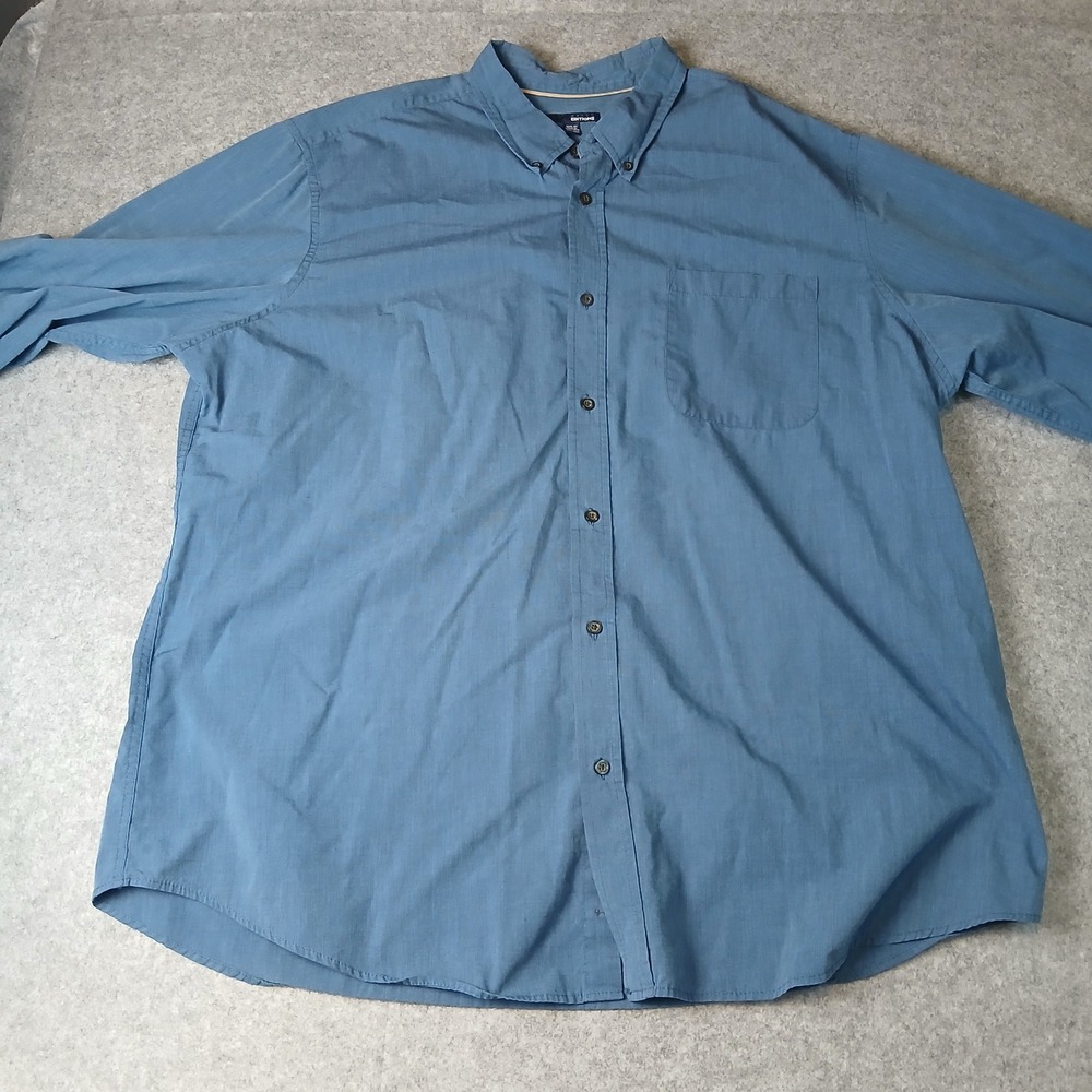 Basic Editions Button Down Shirt Mens 2XLT Blue Cotton Blend Long‎ Sleeve Pocket
